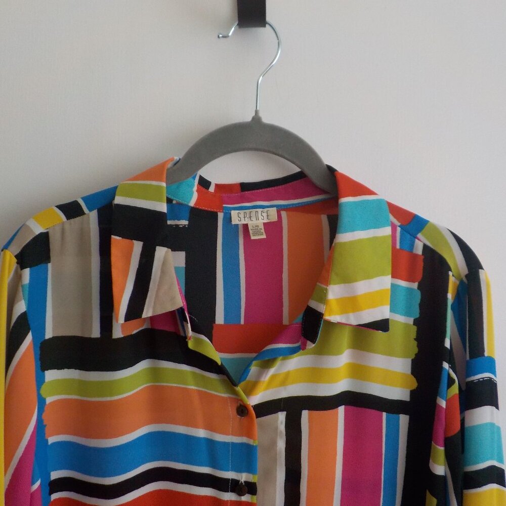 Spense Blouse - Large - Button Down - Multi Color… - image 1